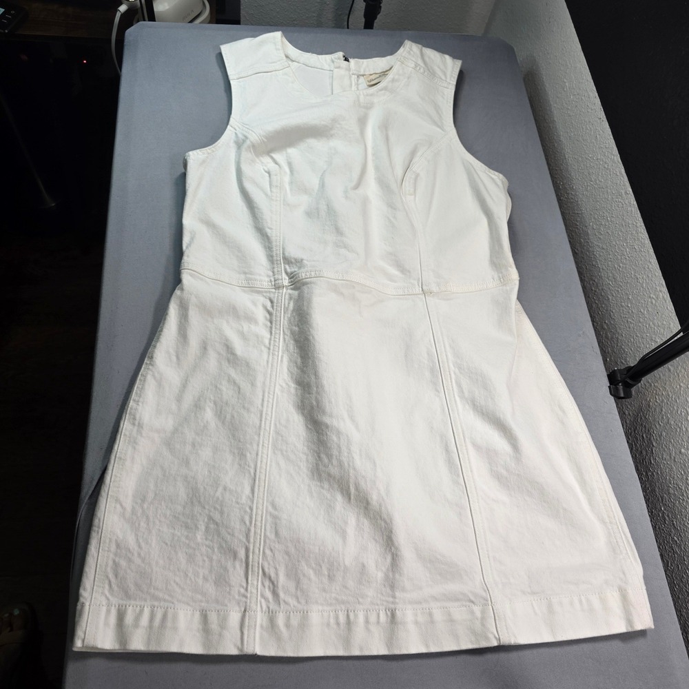 Universal Thread Womens White Denim Mini Dress Sleeveless High Neck‎ Size 14